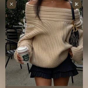 Source Unknown Cowl Neck Sweater - Beige